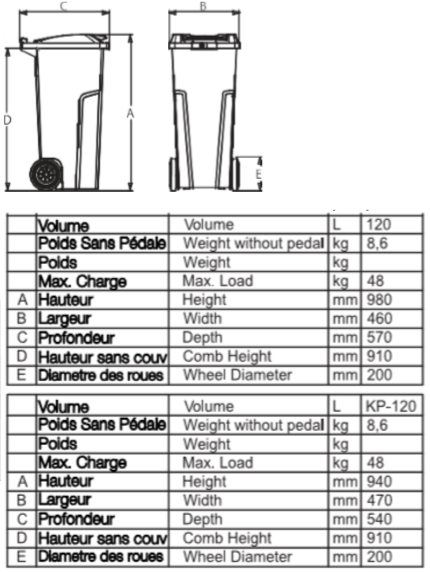 120 LT Garbage Bin