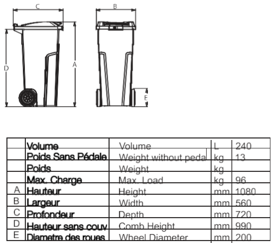  240 LT Garbage Bin