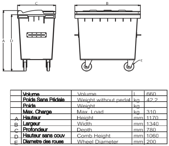 660 LT Garbage Bin