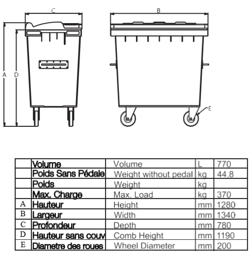 770 LT Garbage Bin