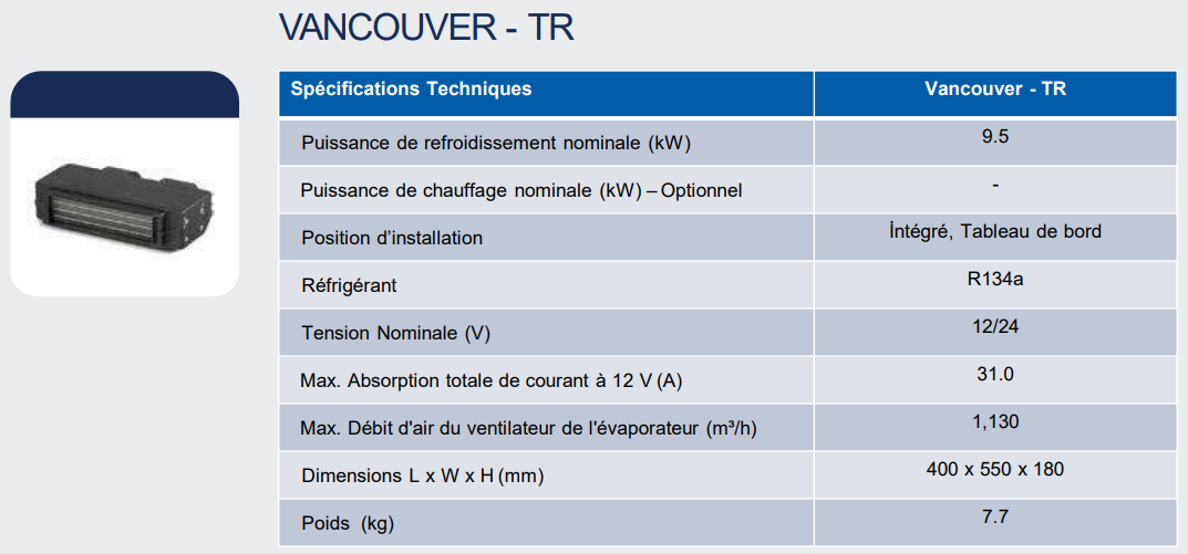 Evaporateur VANCOUVER - TR